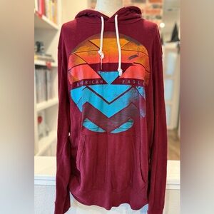 American Eagle Outfitters Red and Blue Graphic Sweatshirt